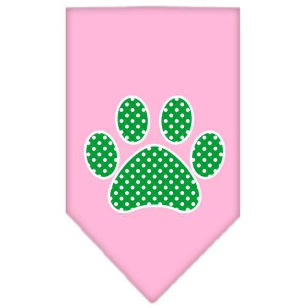 Pet and Dog Bandana Screen Printed, &quot;Green Swiss Dot Paw&quot; Navy Blue Small