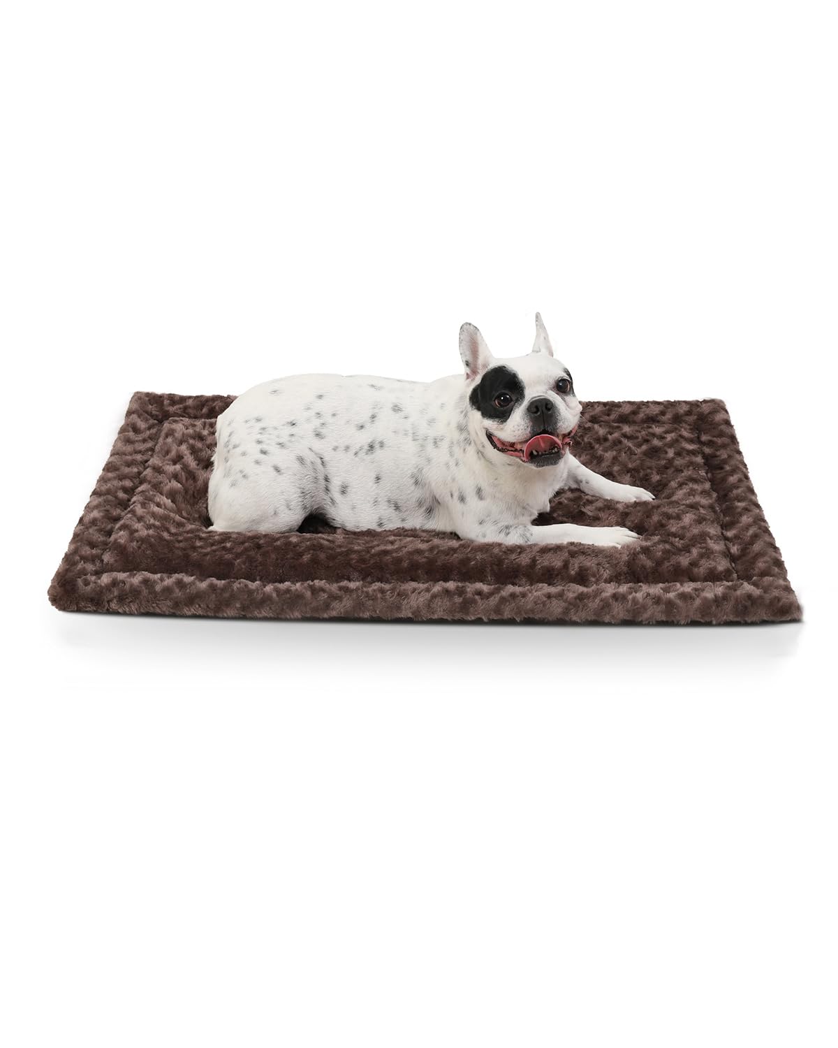 Washable Dog Bed Mat Reversible Dog Crate Pad Soft Fluffy Pet Kennel Beds Dog Sleeping Mattress For Large Jumbo Medium Small Dogs, 35 X 22 Inch, Brown