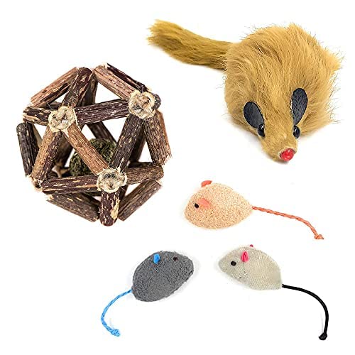Rvpaws Cat Ball Vine Sticks Catnip Exquisite Ball Pet Biting Toy Teeth Care With Plush Toy Mouse Combo