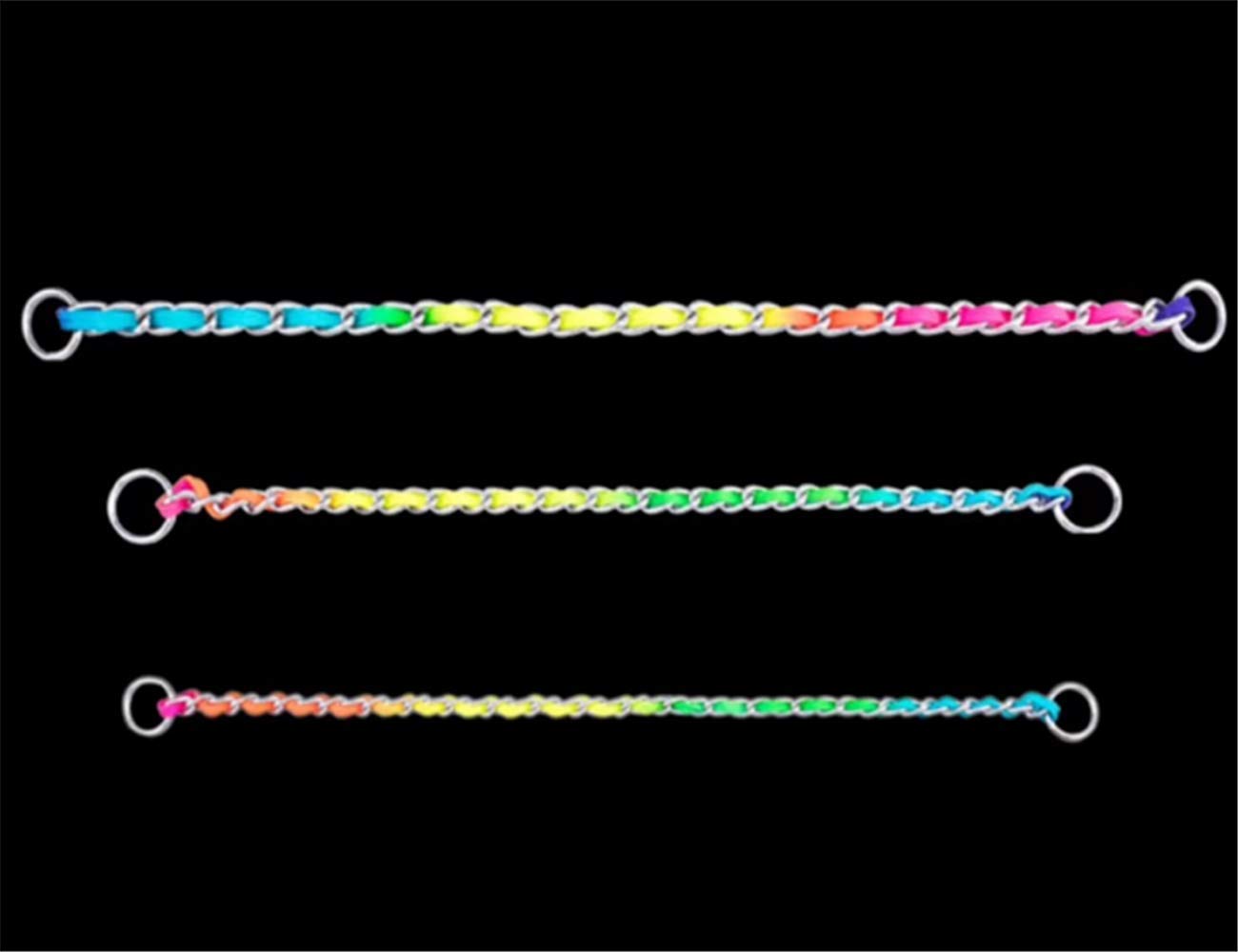 Jwpc Rainbow Color Stainless Steel P Chock Metal Chain Training Dog Pet Collars Necklace Walking Training Pet Supplies For Small Medium Large Dogs, S