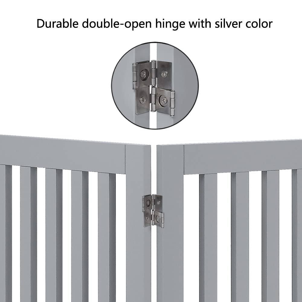 Unipaws 36' H Free Standing Pet Gate For Dog Cat, Tall Wooden Dog Gates For Doorway, Stairs, Foldable Pet Fence For The House, Expandable Dog Barrier, Indoor Use, Grey