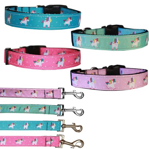 Mirage Pet Products Pink Unicorn Nylon Dog Collar MD