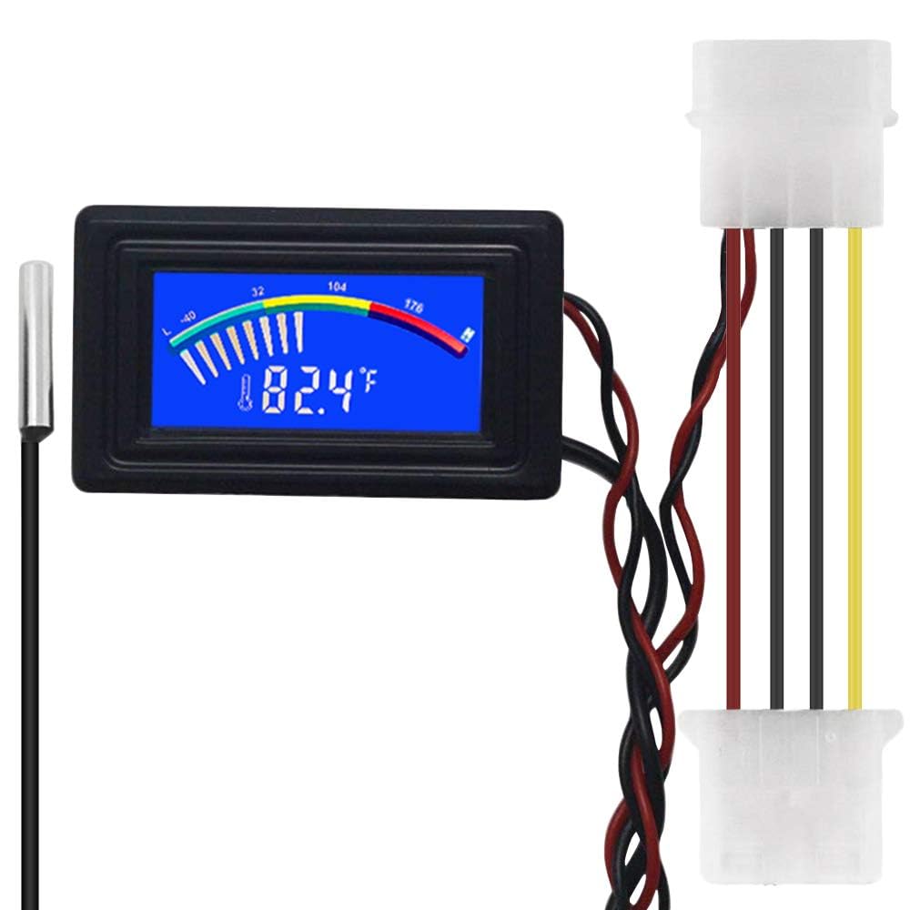 Ketotek Digital Thermometer Temperature Meter Gauge Waterproof Sensor Probe Aquarium Car Pc Case Incubator Temp Meter 4 Pin Powe