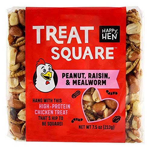 Happy Hen Treats 7.5 Oz. Square-Mealworm And Peanut, 4.25 By 4.25 By 1.25