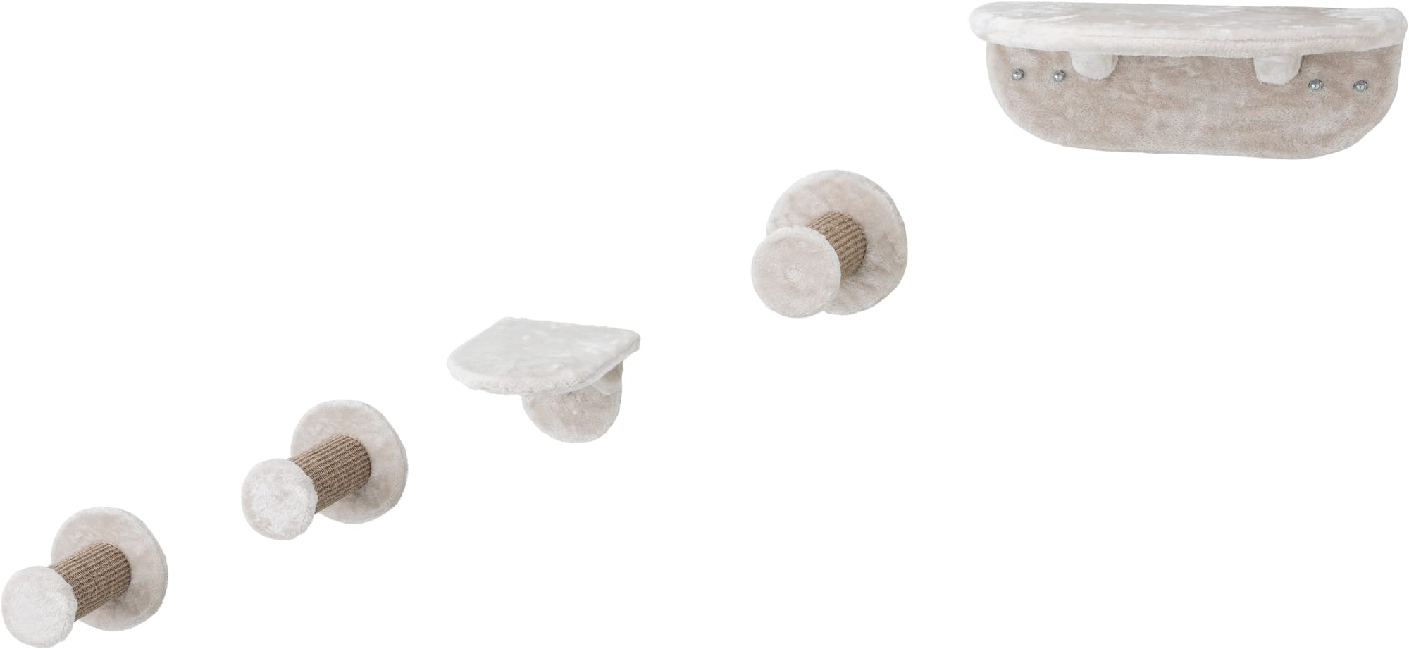 Trixie Lookout Wall Mount Cat Lounge 5Pc Set, 2 Platforms And 3 Steps, Scratching Post, Brown