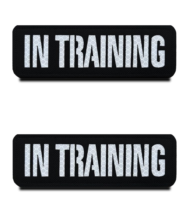 2 Pcs Infrared Ir Reflective Dog Patch Removable In Training Tags Hook And Loop Service Dog Puppy Vest Harness Patches Attachmen