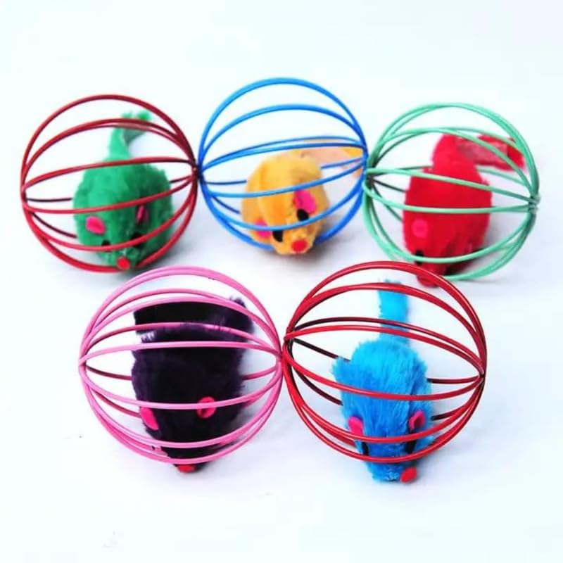 Bohobark Interactive Rolling Mouse Ball Toy For Cats | Feather Tail Chase Toy For Kittens | Fun Exercise Play Toy