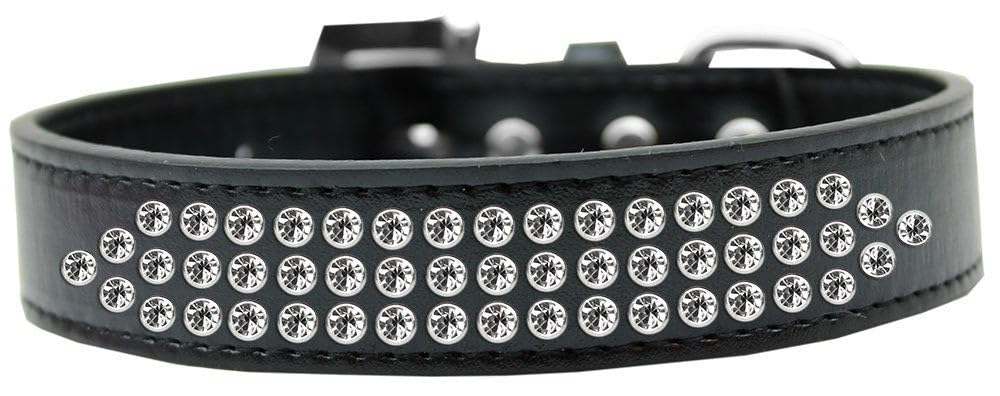 Mirage Pet Products Three Row Clear Crystal Dog Collar, Size 12, White