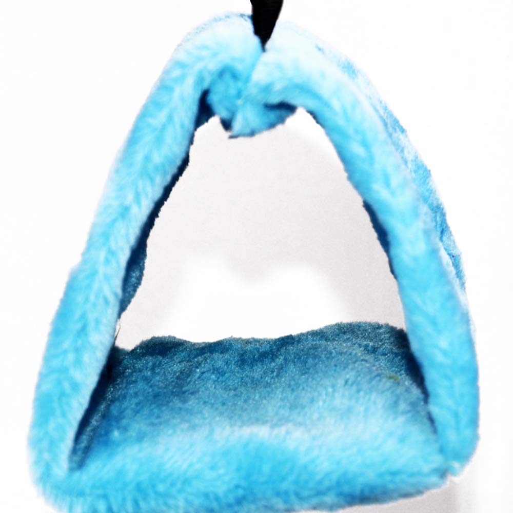 Cdycam Plush Pet Bird Hut Nest Hammock Hanging Cage Warm Nest Happy Snuggle Cave Tent (Blue, Small)