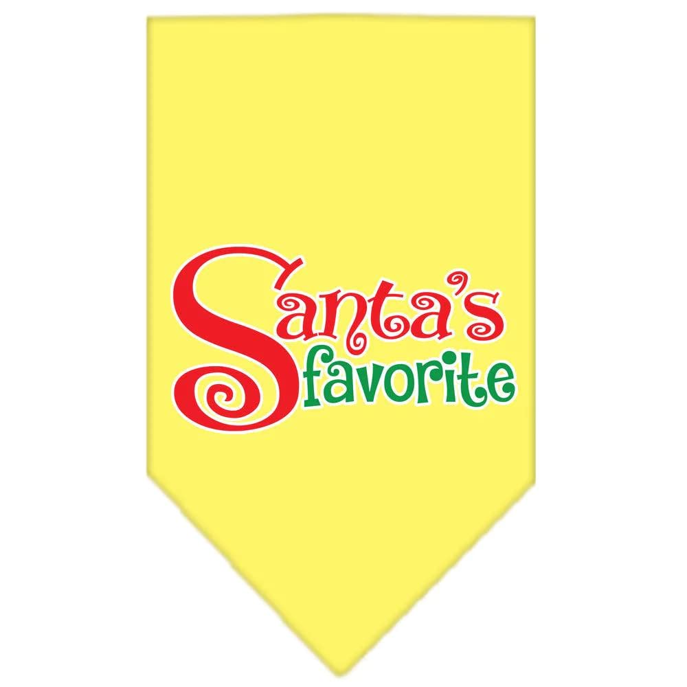 Christmas Pet and Dog Bandana Screen Printed, Santa's Favorite Yellow Large