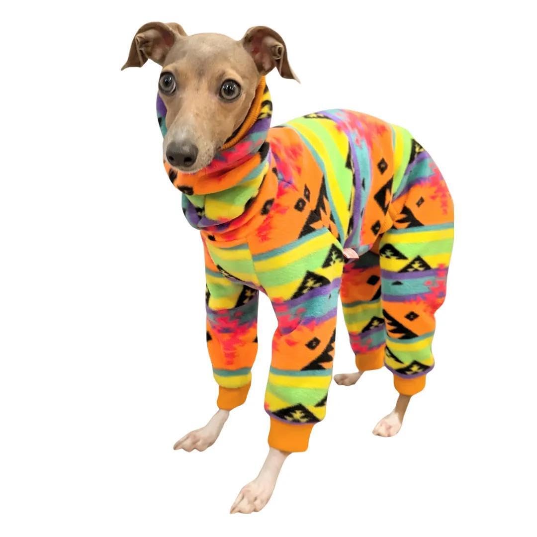 D Doggy Star Italian Greyhound Sweater Turtleneck Outfit Nordic Fleece Onesie Clothes Whippet For Dog Coat (S,Orange Nordic)