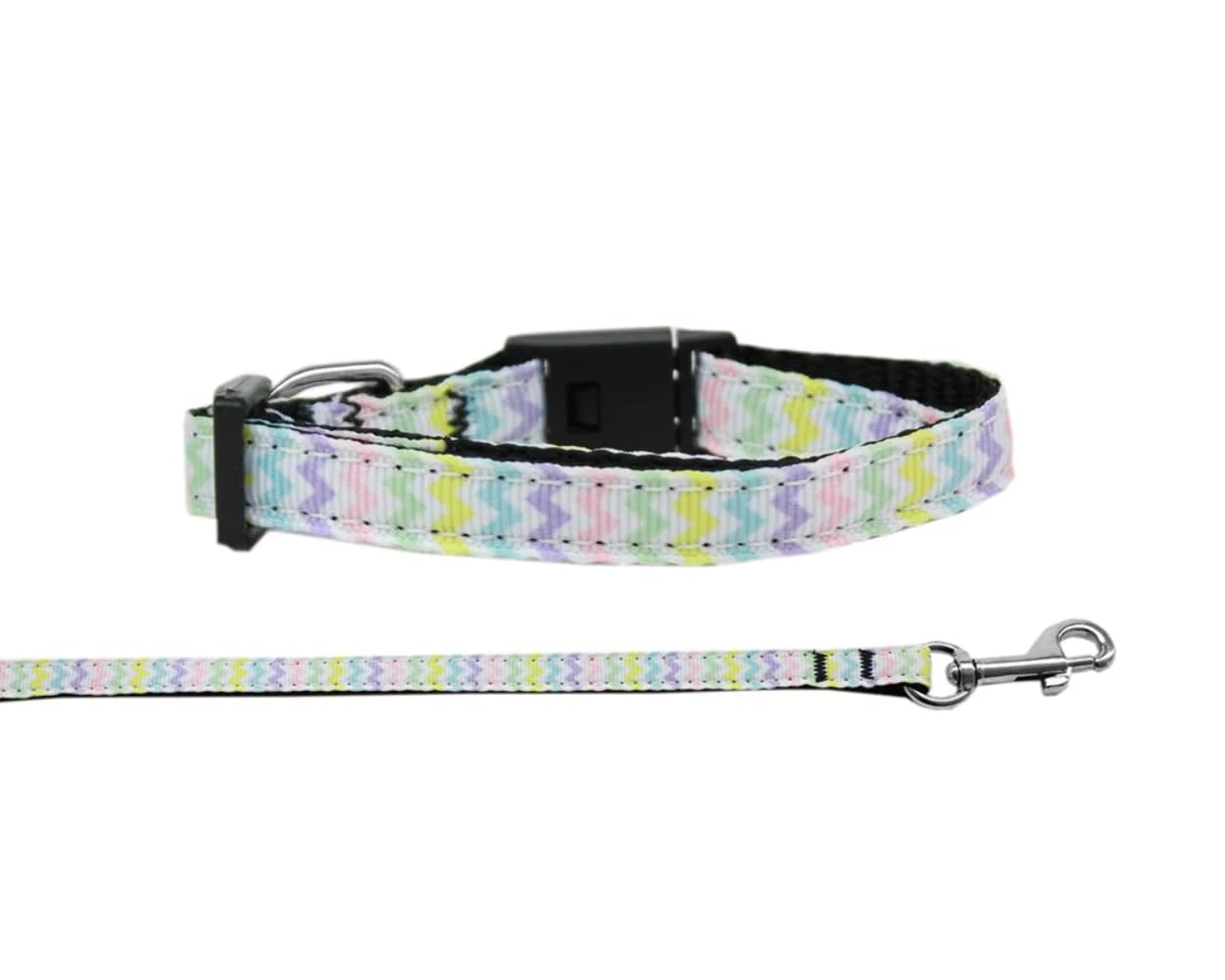 Pet Dog & Cat Nylon Collar or Leash, &quot;Spring Chevron&quot; MD Narrow Collar