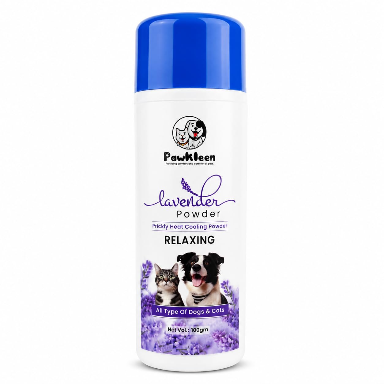 Pawkleen Lavender Powder For Dogs & Cats | Relaxing Pet Dusting Powder With Neem & Lavender Extract | Helps Reduce Odor, Dandruf