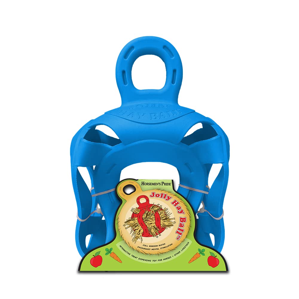 Horsemen's Pride Jolly Hay Ball Stall Toy for Horses, Blue, 8''