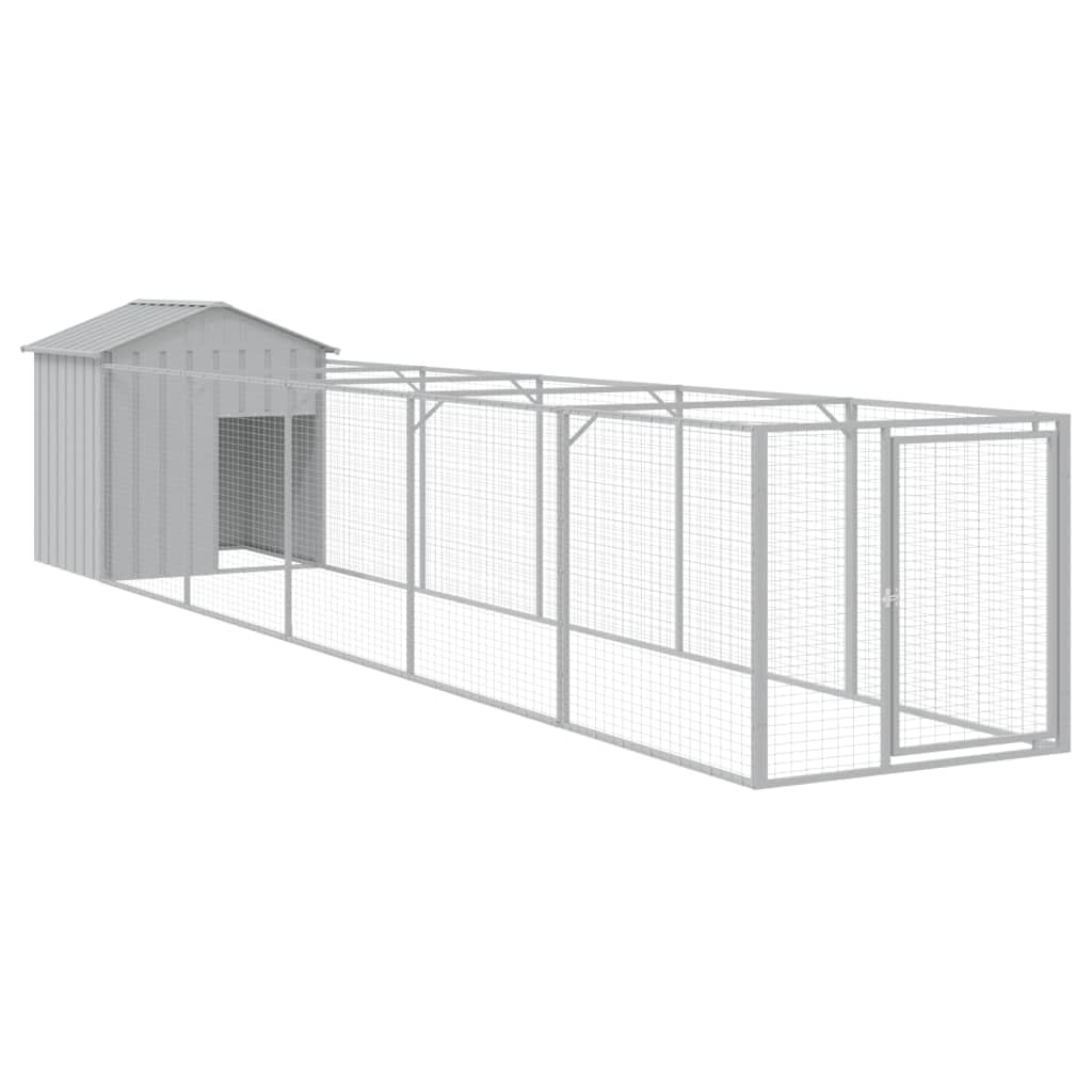 vidaXL Dog House with Roof Light Gray 46.1x239.8x48.4 Galvanized Steel