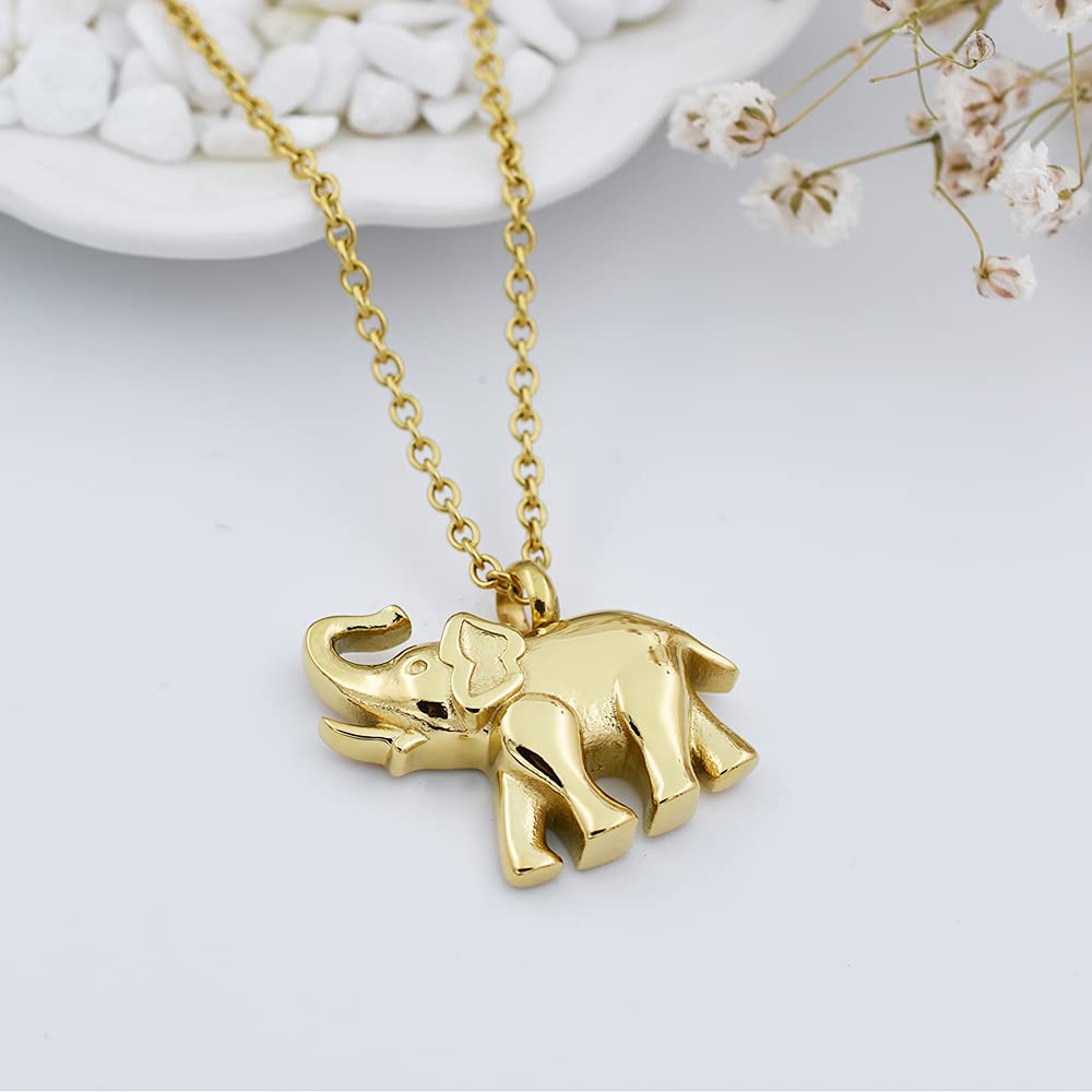Cute Elephant Cremation Jewelry For Ashes Memorial Jewelry Cremation Urn Necklace Urn Jewelry Memorial Pendant For Pet/Human (Go