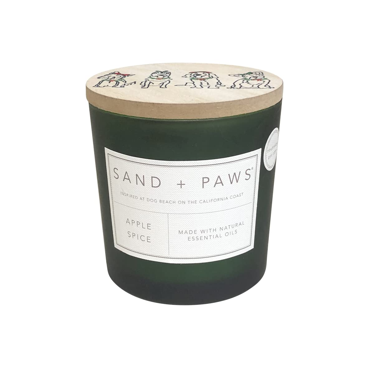 Sand + Paws Scented Candle - Apple Spice - Additional Scents and Sizes -Luxurious Air Freshening Jar Candles Neutralize pet Odor