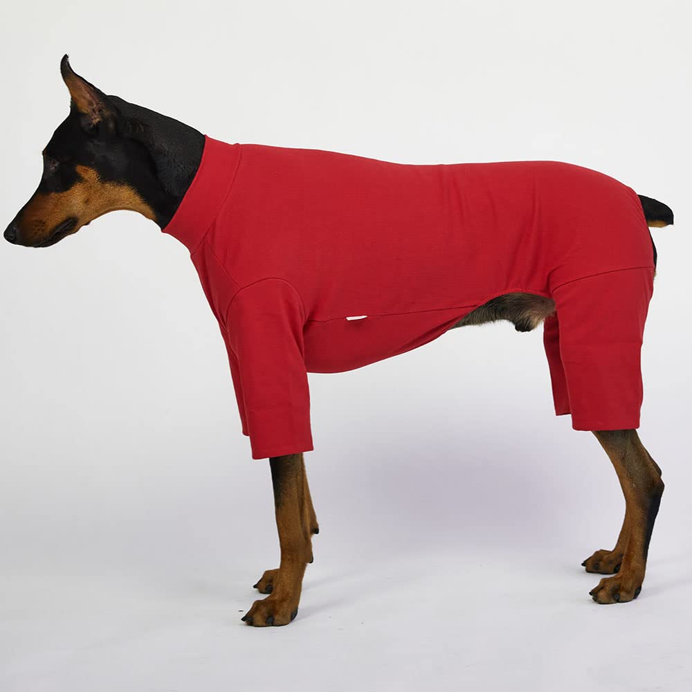 Lucky Petter Small Dog Pajamas Basic Onesie Doggie Jammies Stretchable Dog Jumpsuit Bodysuit Pjs (5X-Large, Basic Red)