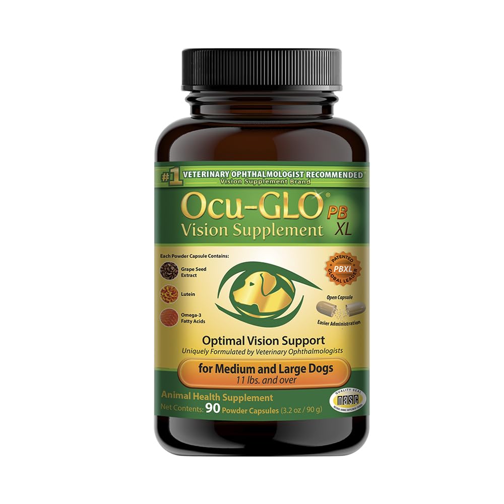 Ocu-GLO PB Vision Supplement for Medium & Large Dogs - Easy to Administer Powder Blend with Lutein, Omega-3 Fatty Acids, Grape S