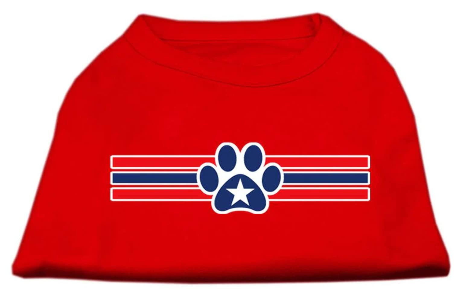 Mirage Pet Products 8-Inch Patriotic Star Paw Screen Print Shirts for Pets, X-Small, Red
