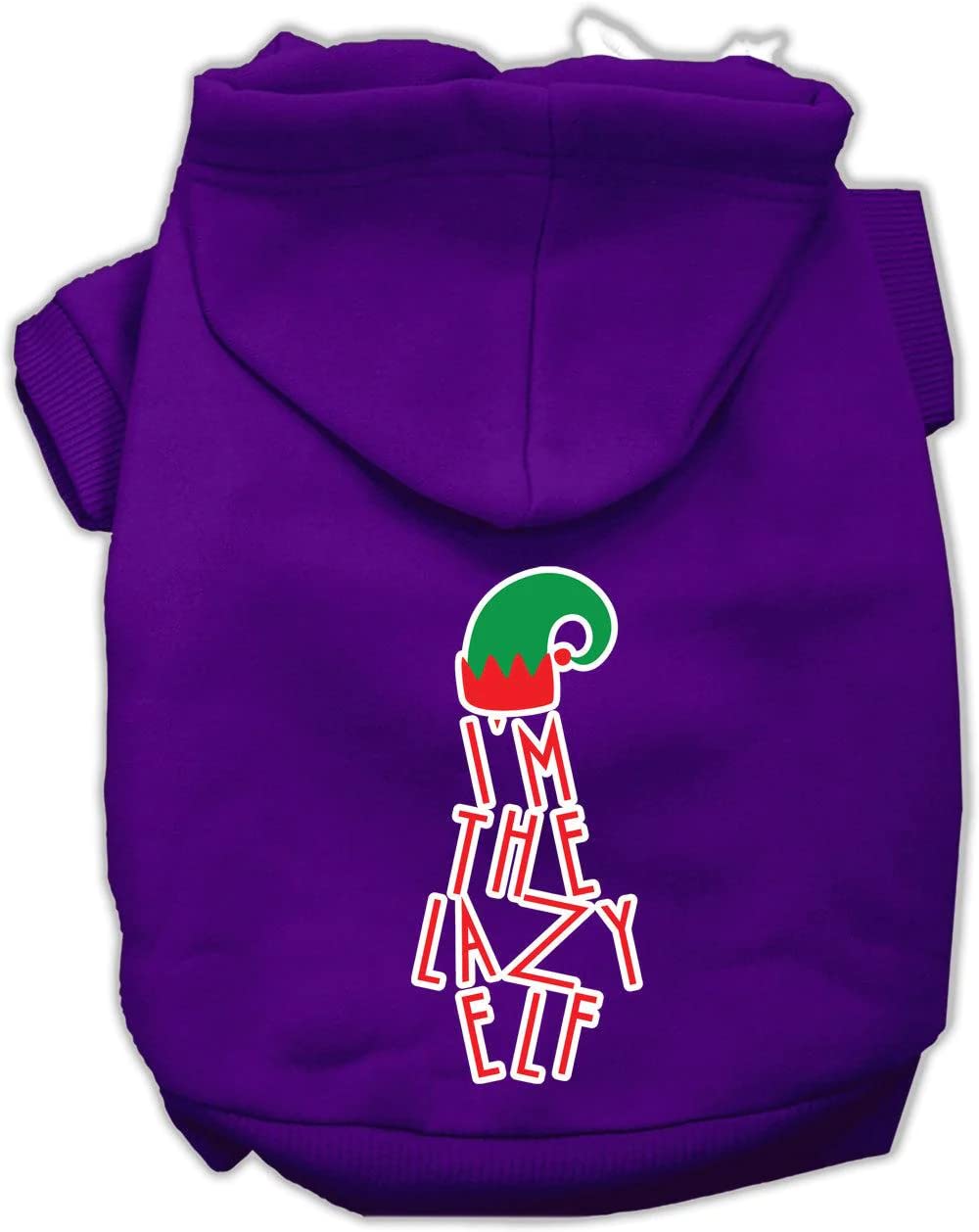 Mirage Pet Products Lazy Elf Screen Print Pet Hoodie, Purple, X-Small/Size 8