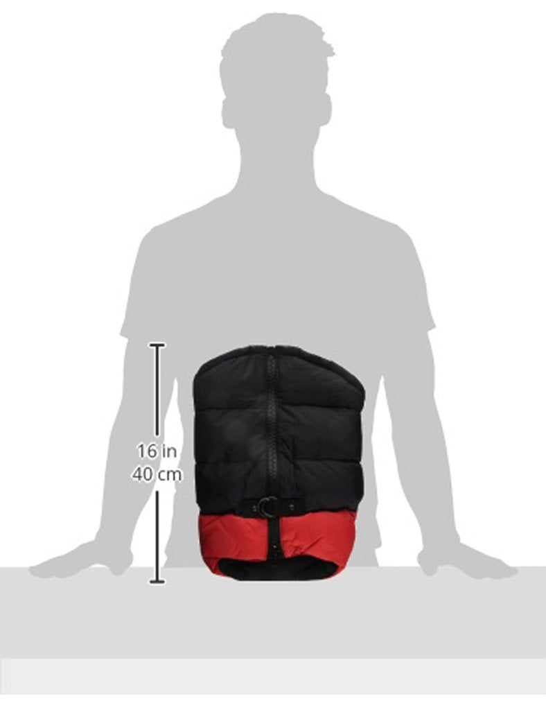 Gooby Padded Vest Dog Jacket - Red, Large - Warm Zip Up Vest Fleece Jacket With Dual D Ring Leash - Winter Water Resistant Sweat