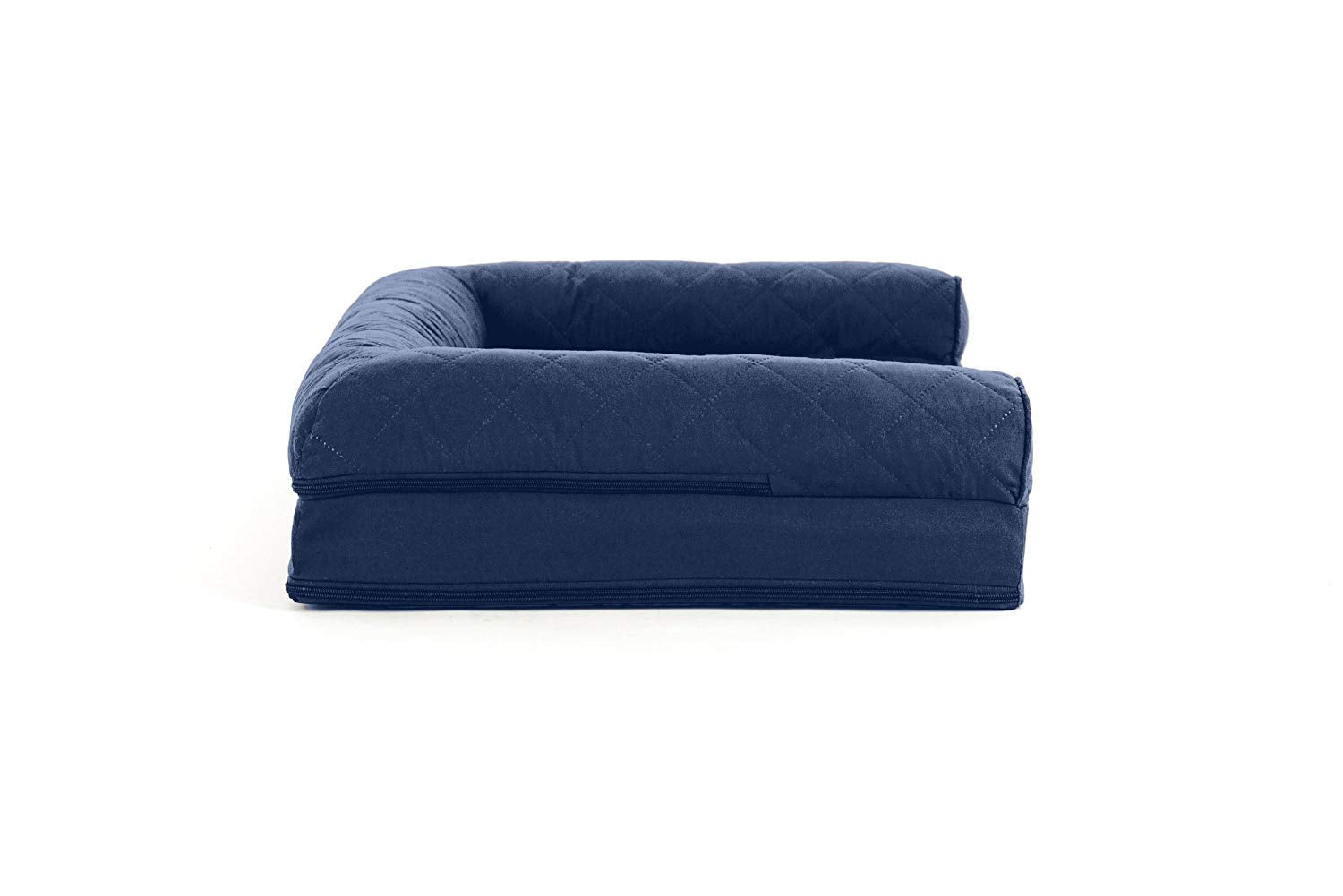 Furhaven Orthopedic Dog Bed For Medium/Small Dogs W/ Removable Bolsters & Washable Cover, For Dogs Up To 35 Lbs - Quilted Sofa - Navy (Blue), Medium