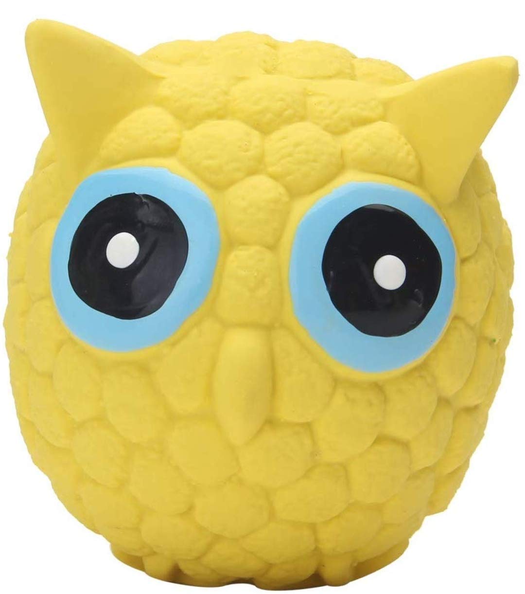 PETLICIOUS & MORE Pet Dog Squeaky Owl Chew Toy Squeaky Toys for Puppies (Yellow, Large)