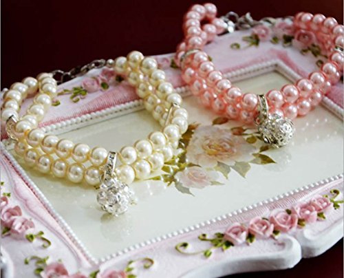 Petfavorites 2 Row Pearls Rhinestones Pet Cat Dog Necklace Collar Jewelry With Bling Crystal Ball Charm For Pets Cats Small Dogs Female Puppy Chihuahua Yorkie Girls (White, 10 To 12-Inch)