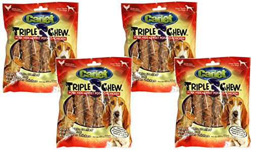 Cadet Gourmet Pork Hide Triple Chews with Chicken and Sweet Potato