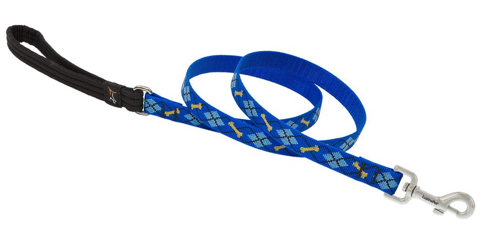 Lupinepet Originals 3/4" Dapper Dog 6-Foot Padded Handle Leash for Medium and Larger Dogs