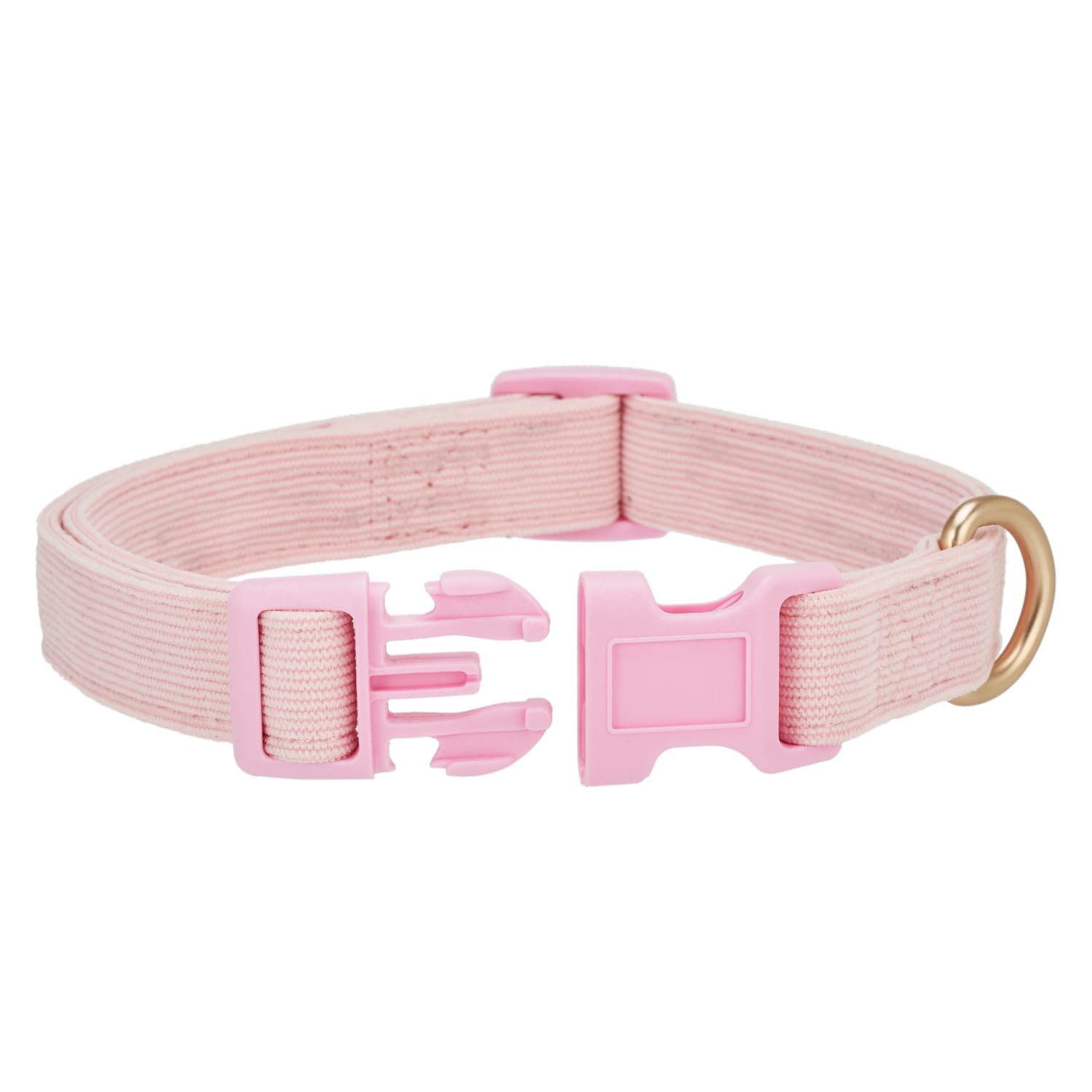 Petiry Soft Corduroy Fibric Dog Collar, Quick Side Release Buckle, for Small Dogs(Light Pink,Small:10-15'')
