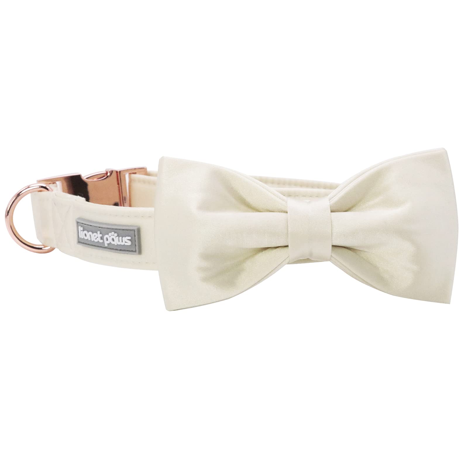 Lionet Paws Dog Collar Bowtie - Comfortable Silk Dog Collar With Detachable Bow Tie For Puppy And Cat Wedding, Neck 8-12 Inches