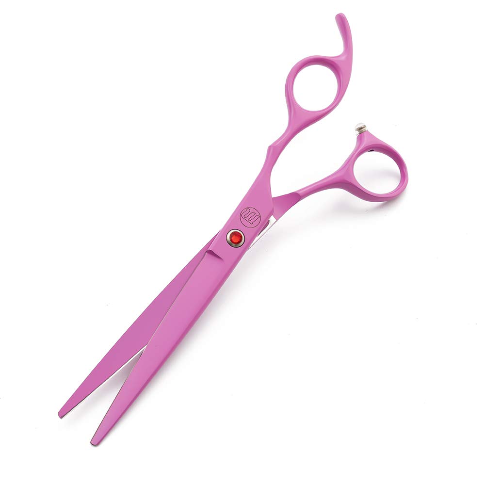 Moontay Professional 7.0' Dog Grooming Scissors Set, 4-Pieces Straight, Upward Curved, Downward Curved, Thinning/Blending Shears For Dog, Cat And Pets, Jp Stainless Steel, Pink