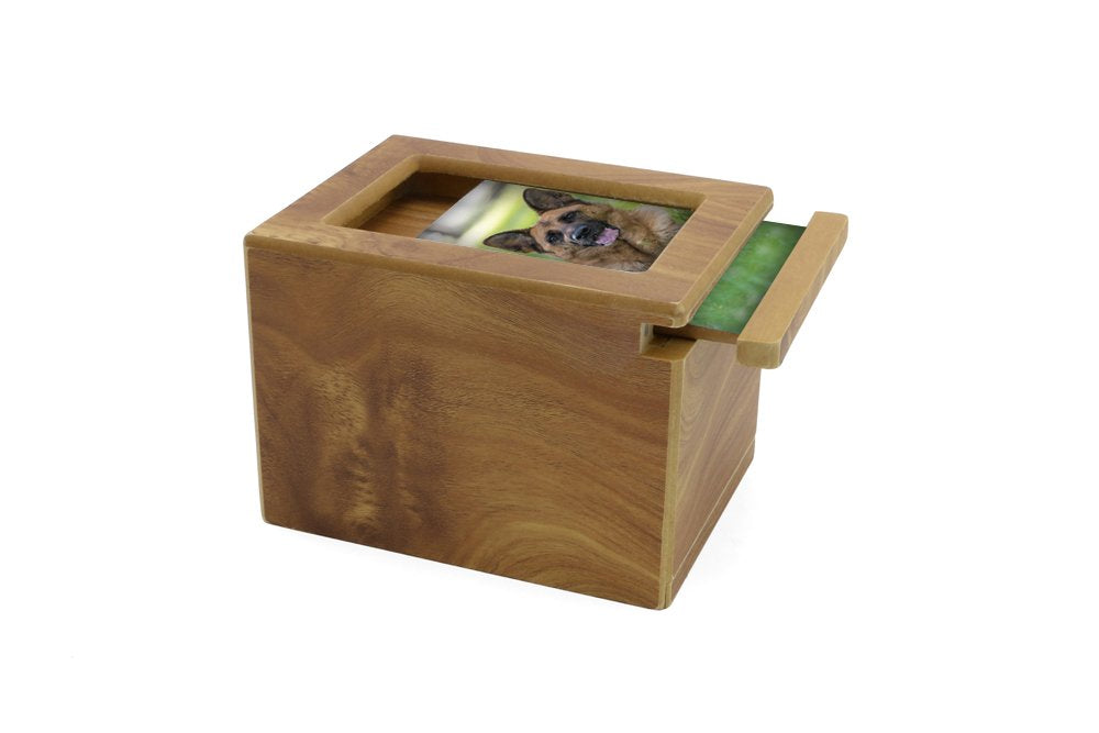 Near & Dear Pet Memorials Mdf Photo Urn, 85 Cubic Inch, Natural Finish