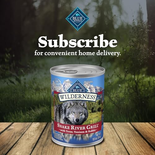 Blue Buffalo Wilderness Snake River Grill Natural High Protein Wet Food for Adult Dogs, Trout, Venison & Rabbit, 12.5-oz Cans, 1