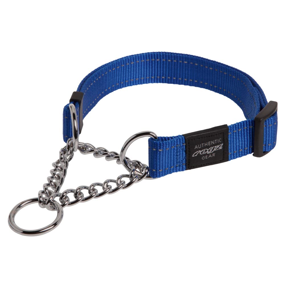 Reflective Nylon Choke Collar; Slip Show Obedience Training Gentle Choker For Extra Large Dogs, Blue