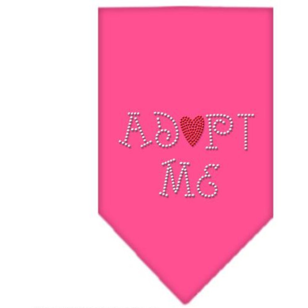 Pet and Dog Bandana Rhinestone, &quot;Adopt Me&quot; Bright Pink Large
