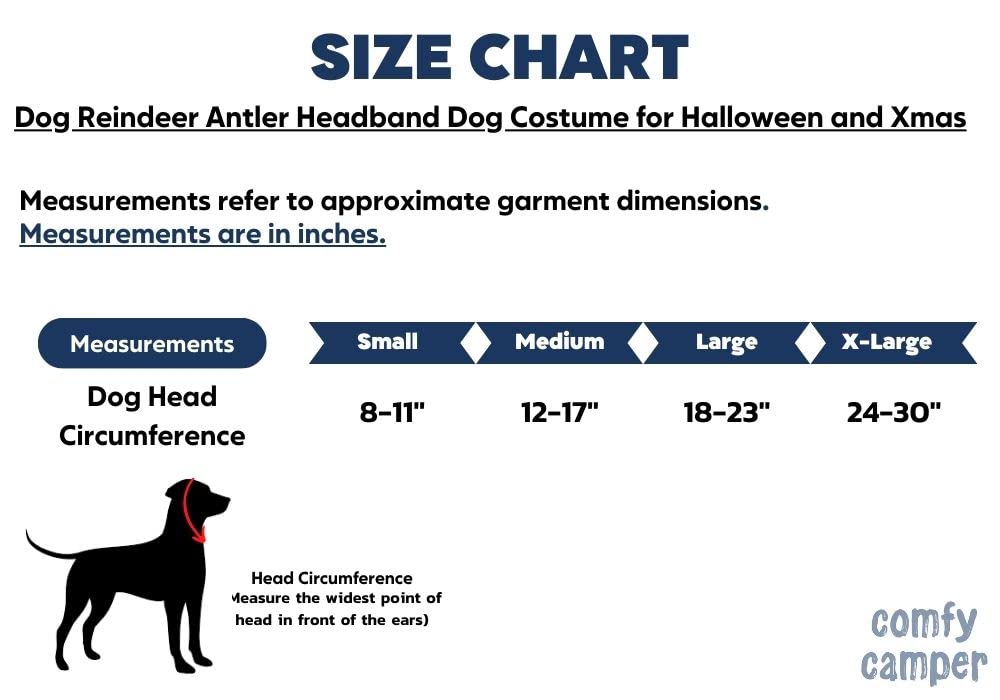 ComfyCamper Reindeer Antler Dog Halloween Costume - Headband Max Puppy Puppies Cat Kitten Pet Deer Moose Head Band, XL