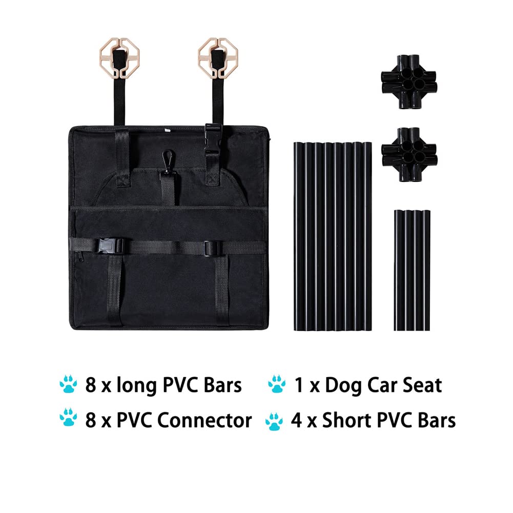 Genorth Small Dog Car Seat Puppy Pet Seats For Cars Vehicles Small Dogs Upgrade Washable Portable Pet Booster Seat For Car With Clip-On Safety Leash,Perfect For Small Pets(Black)