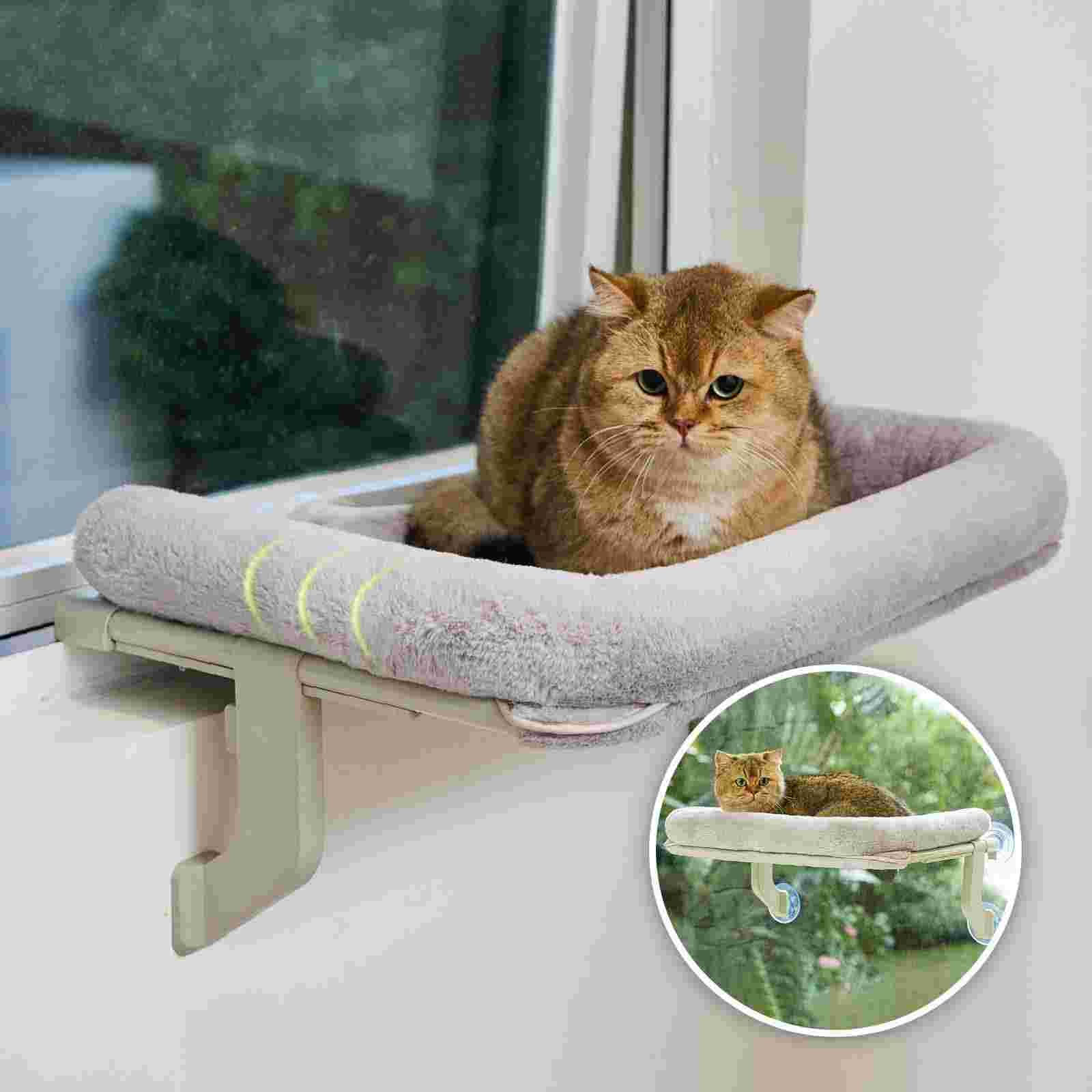 Petsome Cat Window Perch, Adjustable Cat Hammock For Large Cats, Mounts On Window Sills, Bedside, Or Glass, Easy Installation An