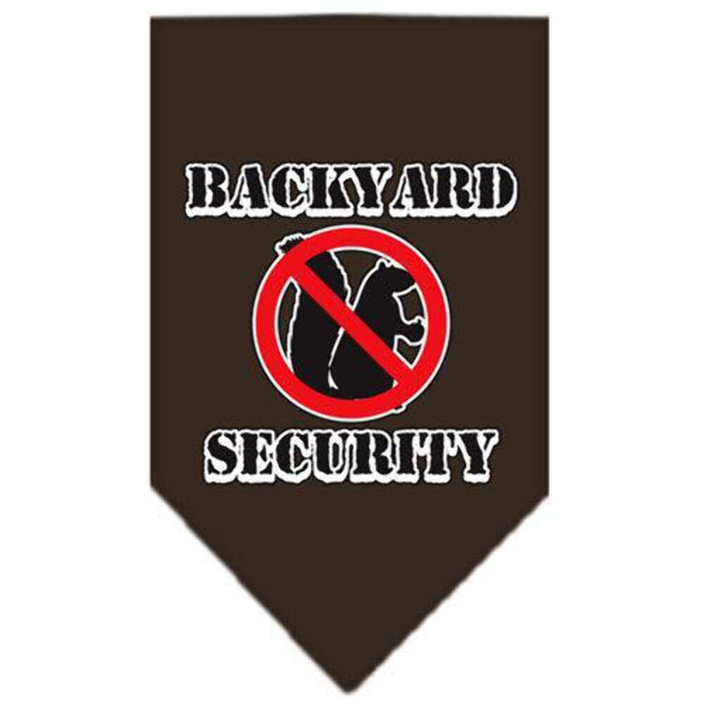 Pet and Dog Bandana Screen Printed, &quot;Backyard Security&quot; Cocoa Small