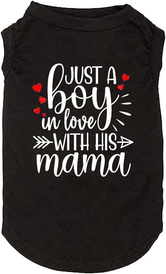 Dog Clothes Just A Boy In Love With Mama Shirts Pet Supplies Vest Small Medium Large Dog Apparel Parent-Child Suit (X-Small, Boy