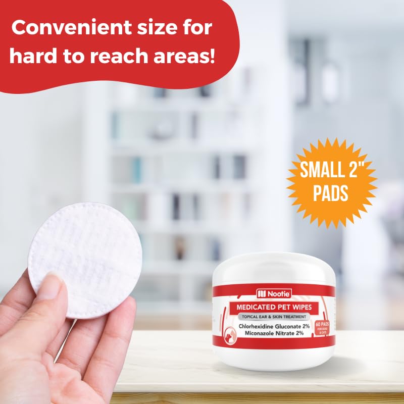 Nootie Medicated Dog Wipes - Antifungal Wipes - Antibacterial Wipes - Antimicrobial Wipes for Dogs 2% Chlorhexidine Wipes with 2