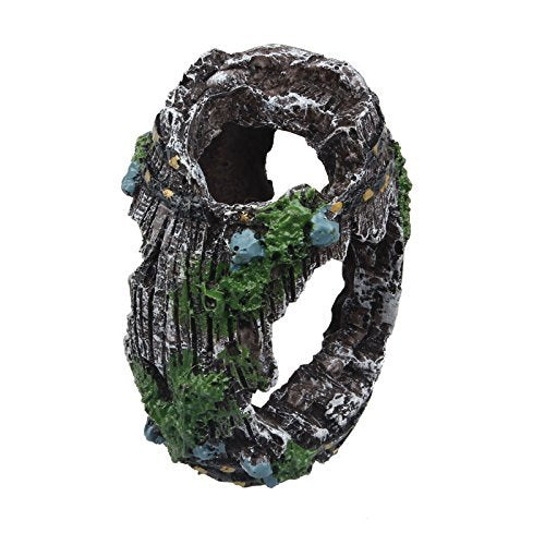 Superdream Fish Tank Aquarium Cave Resin Broken Barrel Ornament Landscape Decor