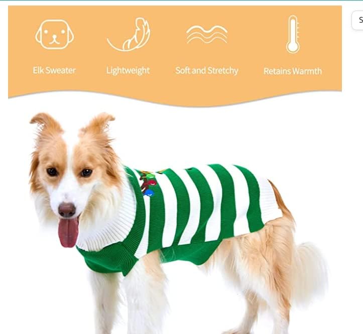 Nacoco Dog Sweater Pet Christmas Elk Bells Sweaters Halloween Reindeer For Small Dog And Cat(Green,Xxs)