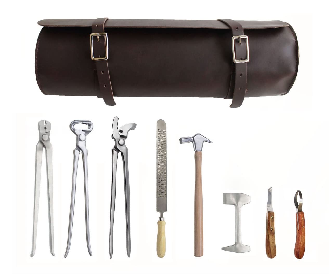 Prorider Usa 8 Piece Horse Shoe Farrier Hoof Grooming Tool Nipper Kit W/Leather Bag 98499C