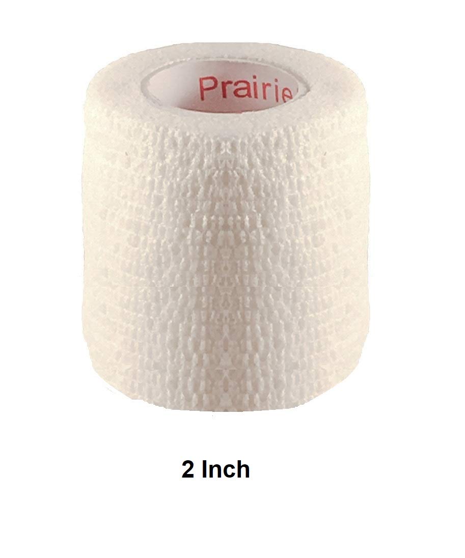 Vet Wrap Tape (White) (2 Pack) (2 Inch x 15 feet) Self Adhesive Adherent Adhering Cohesive Flex Self Stick Bandage Grip Roll Dog