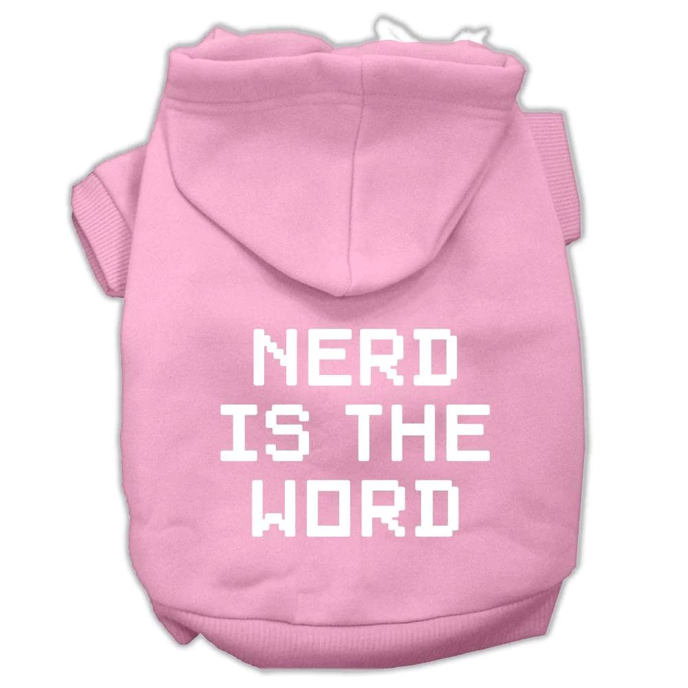 Pet Dog & Cat Hoodie Screen Printed, &quot;Nerd Is The Word&quot; Baby Blue XL (14-20 lbs.)