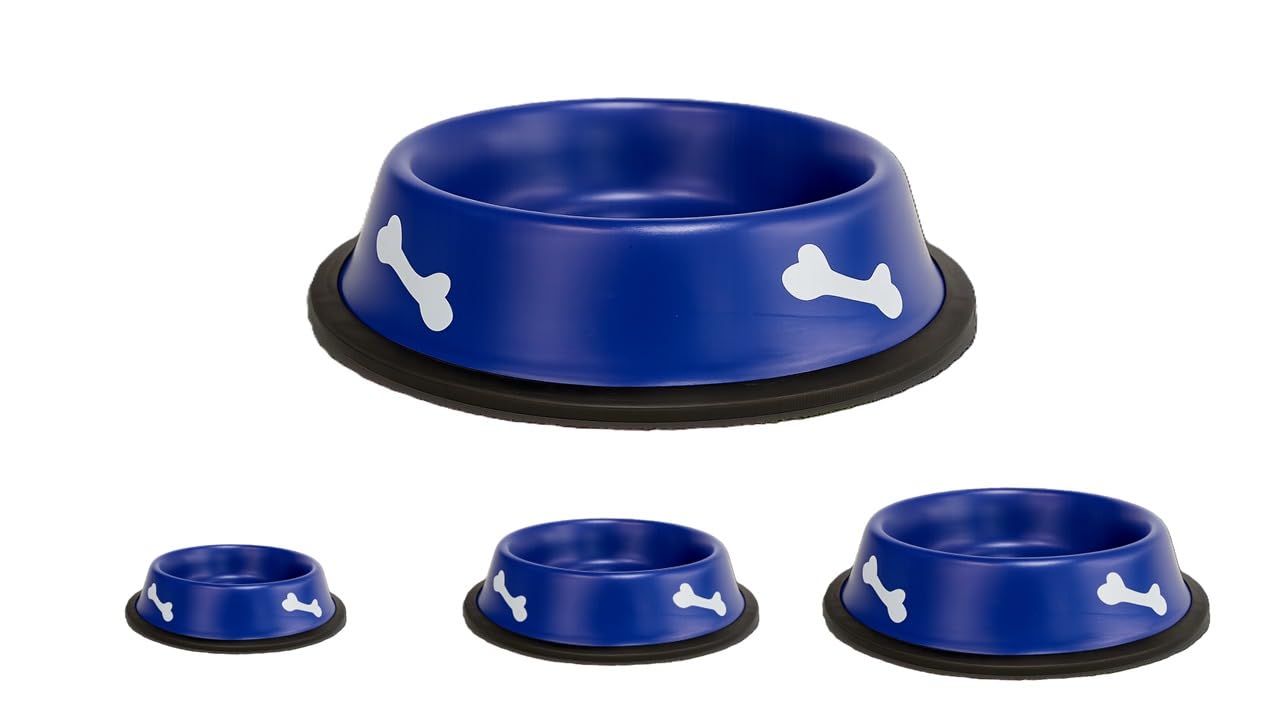 Suzzie Stainless Steel Pet Bowl With Removable Rubber Base, Scarlet Red, AntiSlip, Dishwasher Safe, For Small Dogs, Silky Blue 